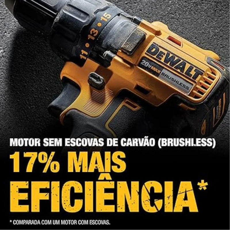 Parafusadeira/Furadeira de Impacto Dewalt Brushless Com 2 Baterias 20V Li-Ion Carregador Bivolt e Maleta