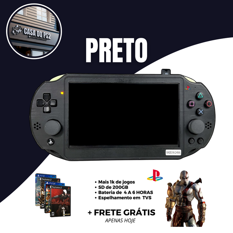 VIDEO GAME PS2 PORTÁTIL HD + COM FONE PSN + PENDRIVE COM 1000 JOGOS INCLUSO! ( ÚLTIMAS UNIDADE COM FRETE GRÁTIS )🔥