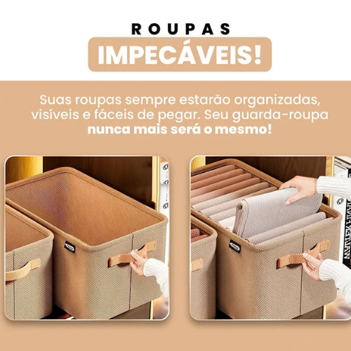 Organizador de Roupas Dobrável - Kit 4 Unidades