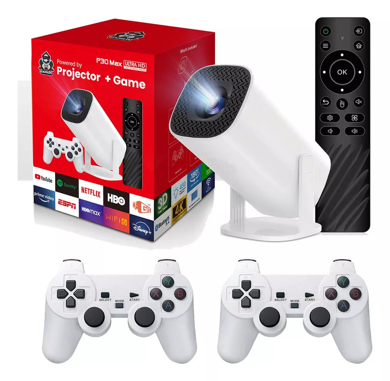 Projetor Gamer 4K Smart C/ 2 Controles P30 MAX