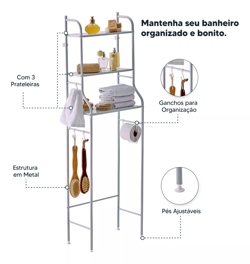 [COMPRE 1 LEVE 2] Rack Organizador Mágico de Banheiro Organização, Praticidade e Higiene [OFERTA VÁLIDA SOMENTE HOJE]